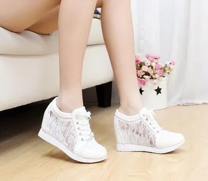 Black White Free Shipping Hidden Wedge Heels Fashion Women's Elevator Shoes Casual Shoes For Women wedge heel Rhinestone 2017