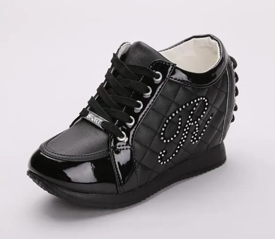 Black White Free Shipping Hidden Wedge Heels Fashion Women's Elevator Shoes Casual Shoes For Women wedge heel Rhinestone 2017