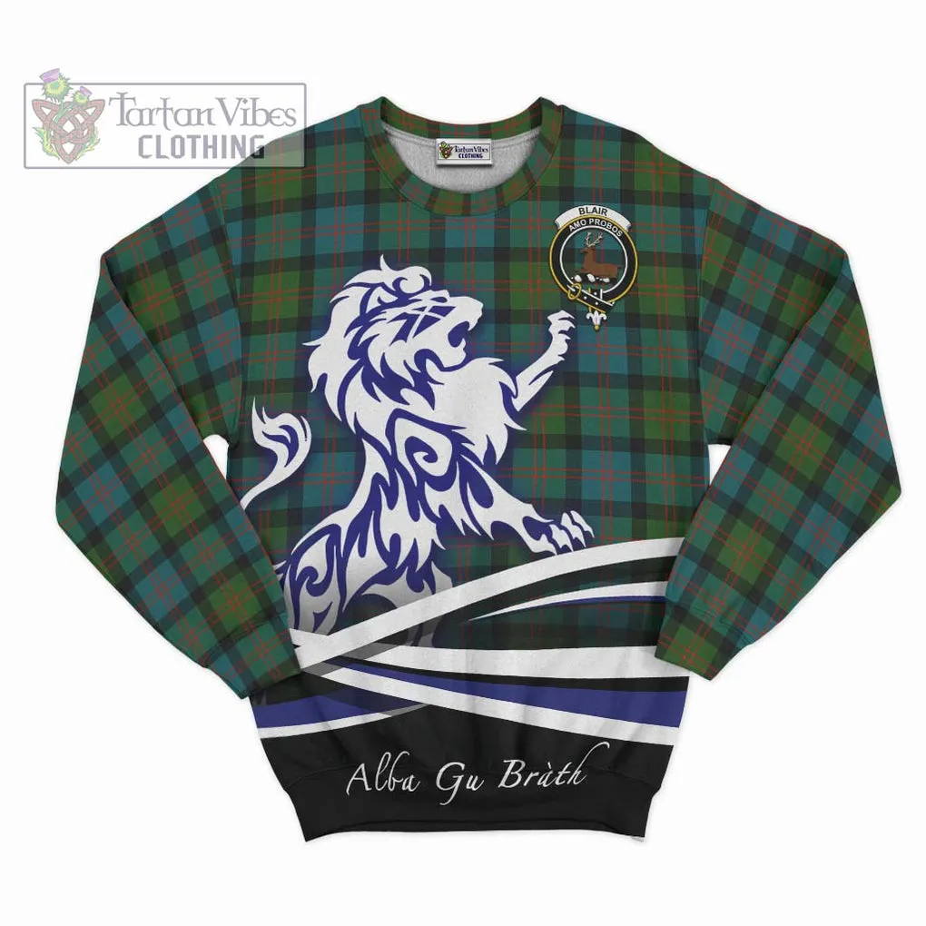 Blair Ancient Tartan Sweatshirt with Alba Gu Brath Regal Lion Emblem