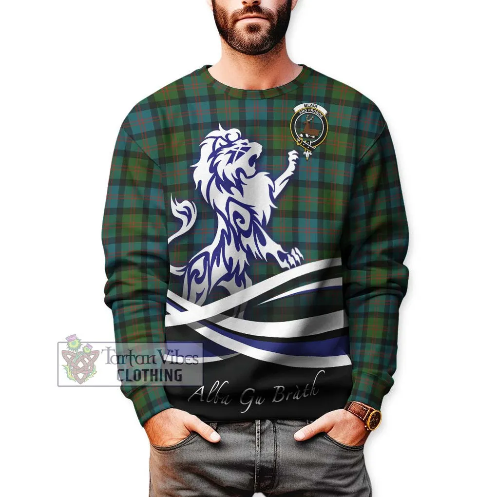 Blair Ancient Tartan Sweatshirt with Alba Gu Brath Regal Lion Emblem