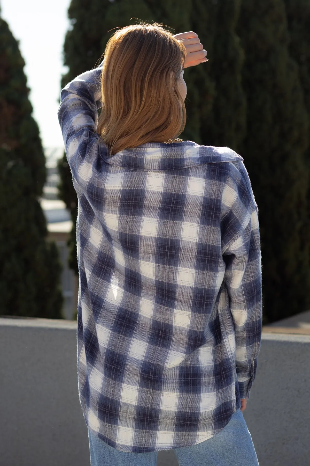 Blue Plaid Flannel Shirt