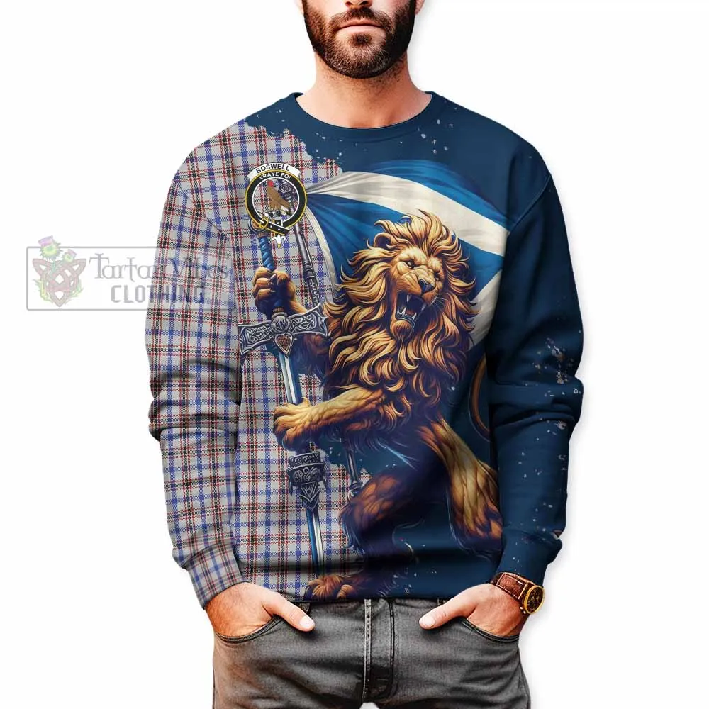 Boswell Tartan Family Crest Sweatshirt with Scottish Majestic Lion