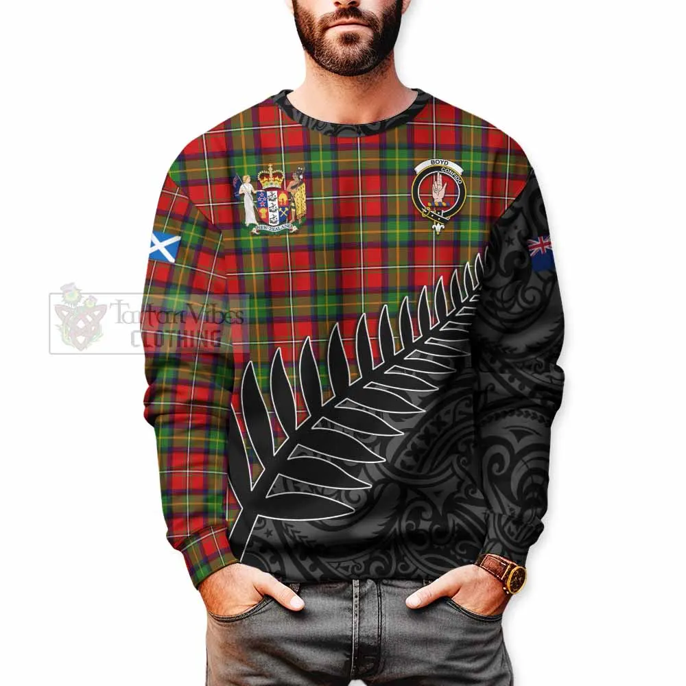 Boyd Crest Tartan Sweatshirt with New Zealand Silver Fern Half Style