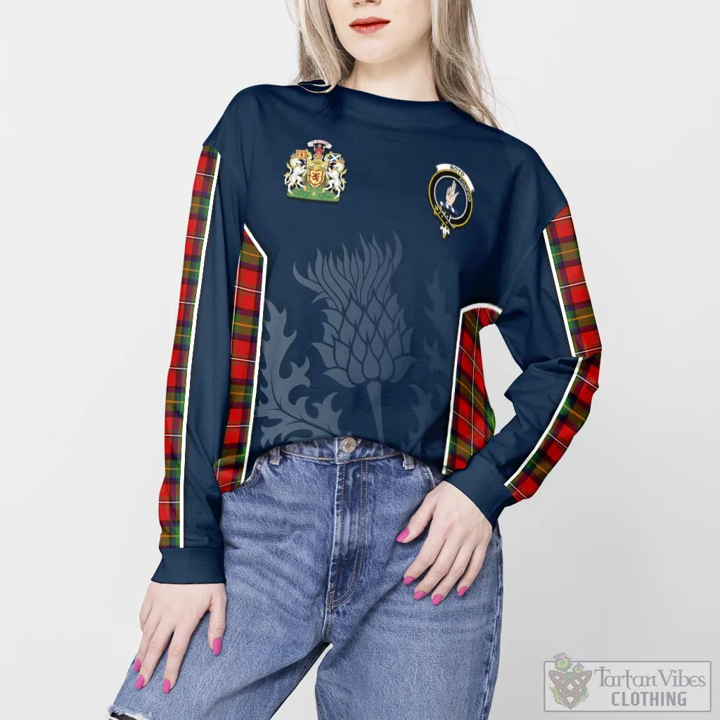 Boyd Tartan Sweatshirt with Family Crest and Scottish Thistle Vibes Sport Style