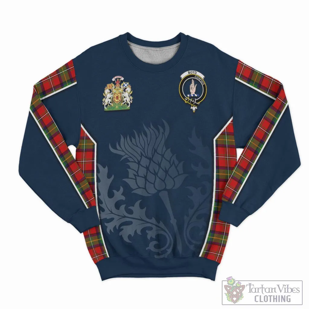 Boyd Tartan Sweatshirt with Family Crest and Scottish Thistle Vibes Sport Style