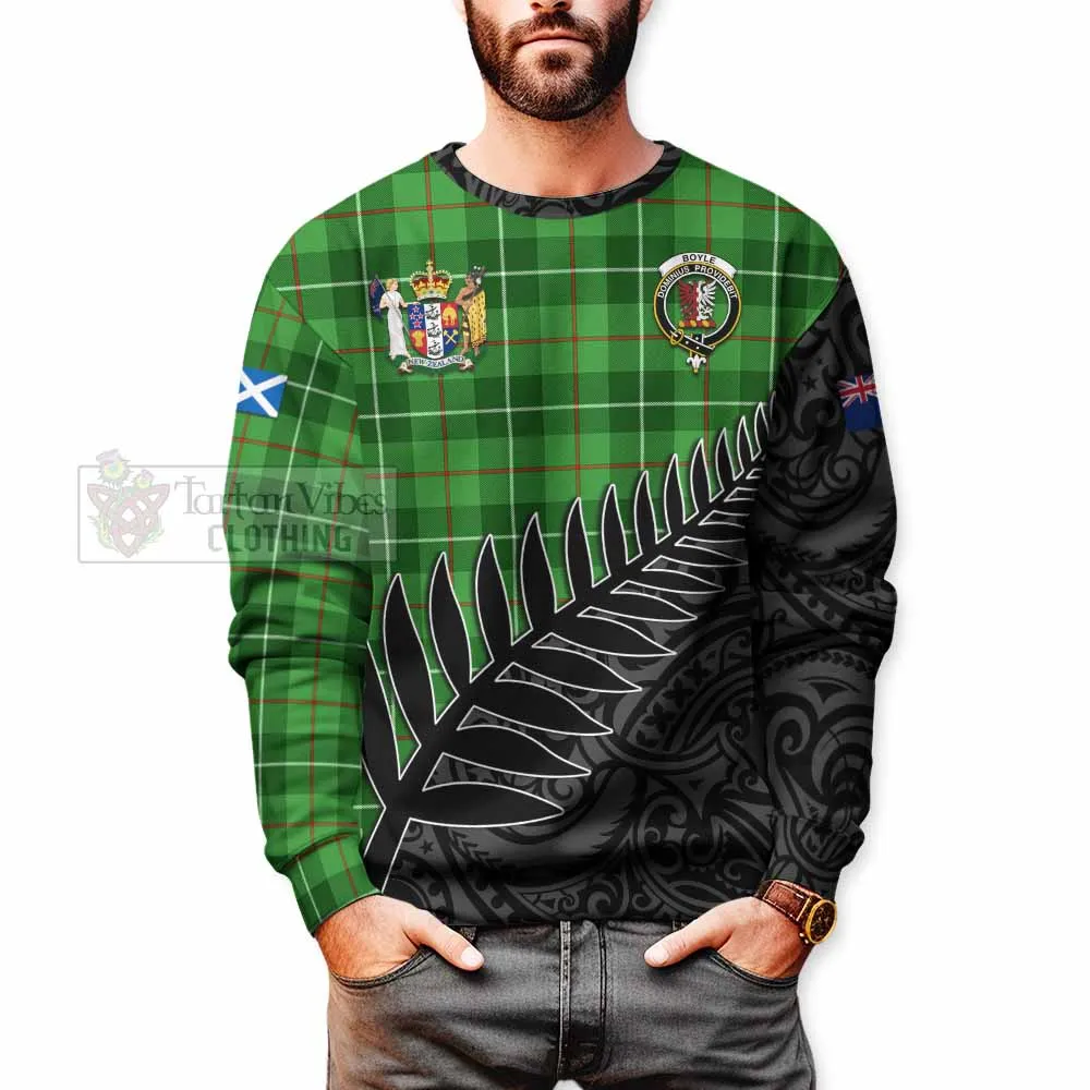 Boyle Crest Tartan Sweatshirt with New Zealand Silver Fern Half Style