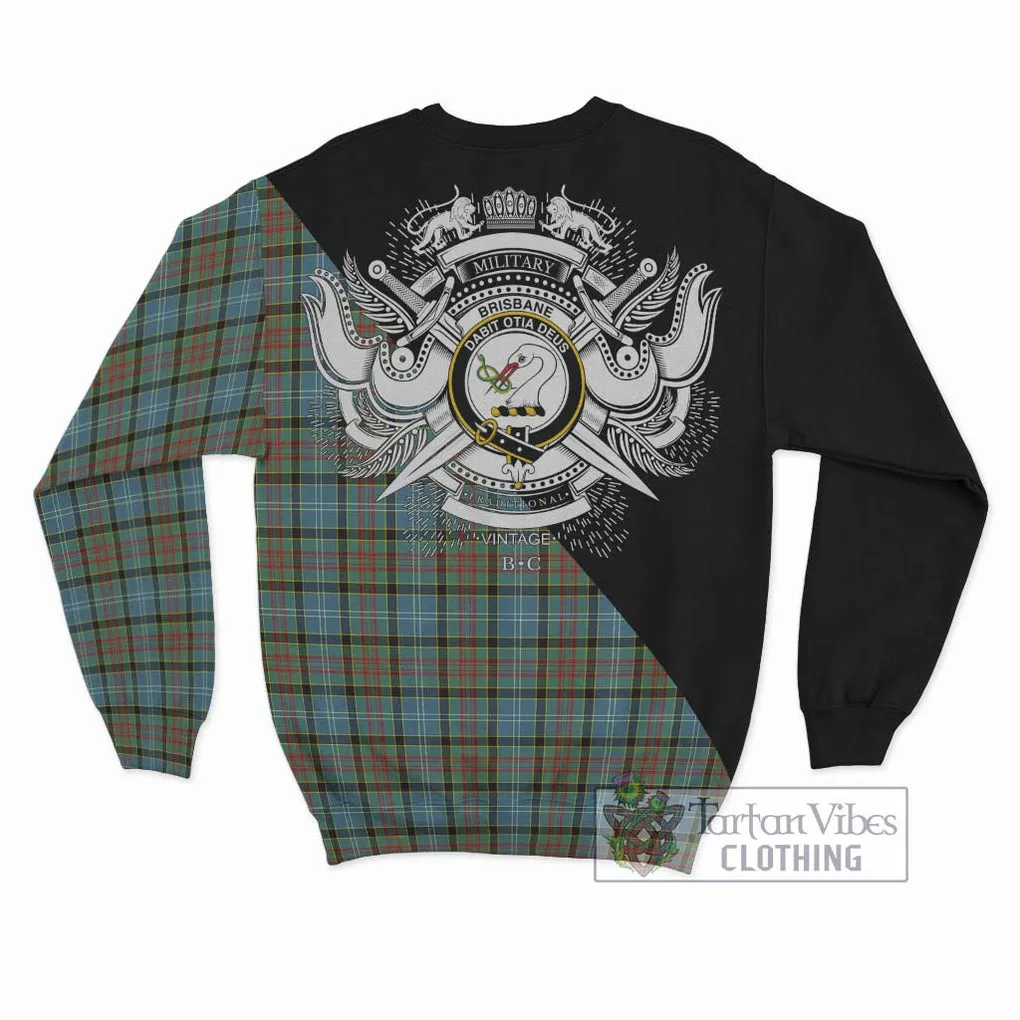 Brisbane Tartan Sweatshirt with Family Crest and Military Logo Style