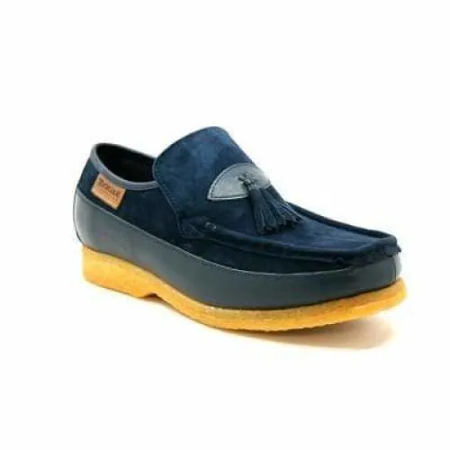 British Walkers King Men's Old School Navy Suede Slip On Shoes