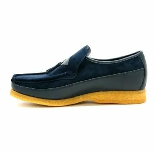 British Walkers King Men's Old School Navy Suede Slip On Shoes