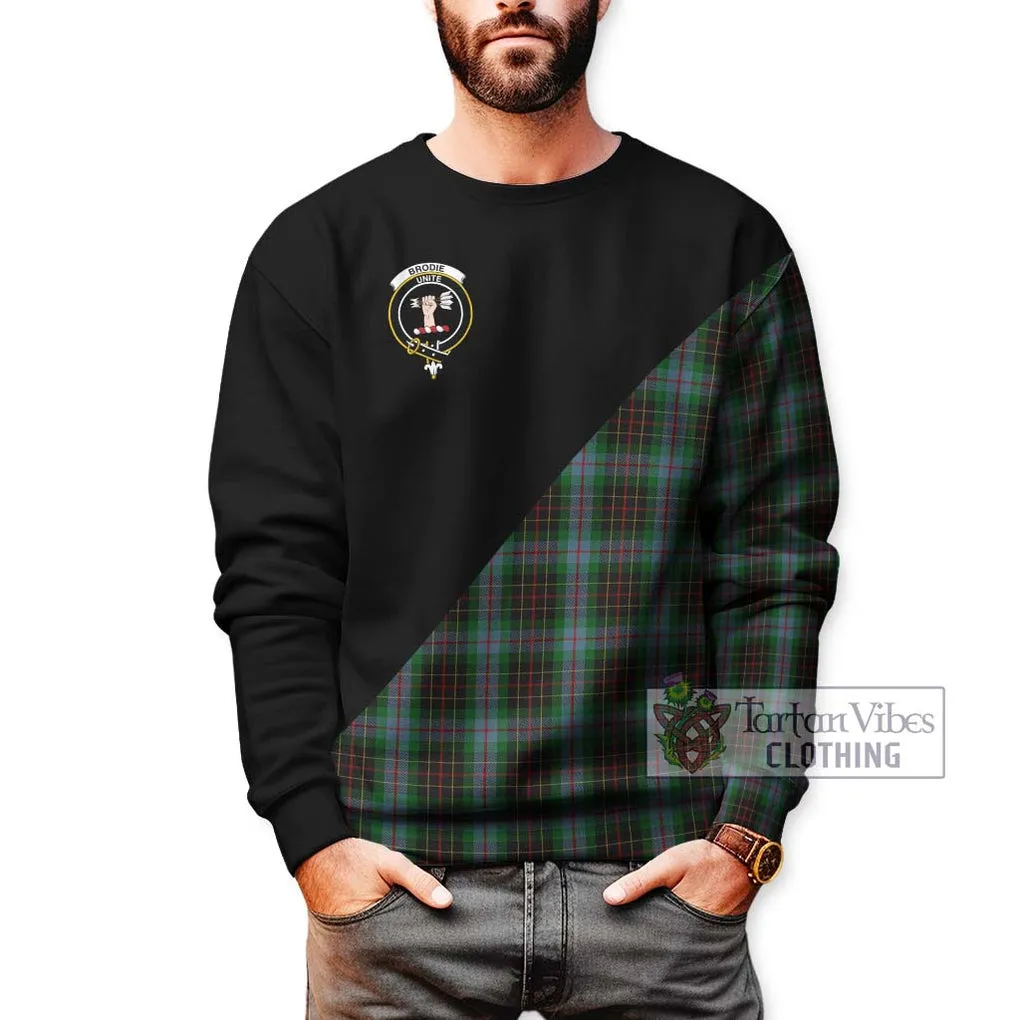 Brodie Hunting Tartan Sweatshirt with Family Crest and Military Logo Style