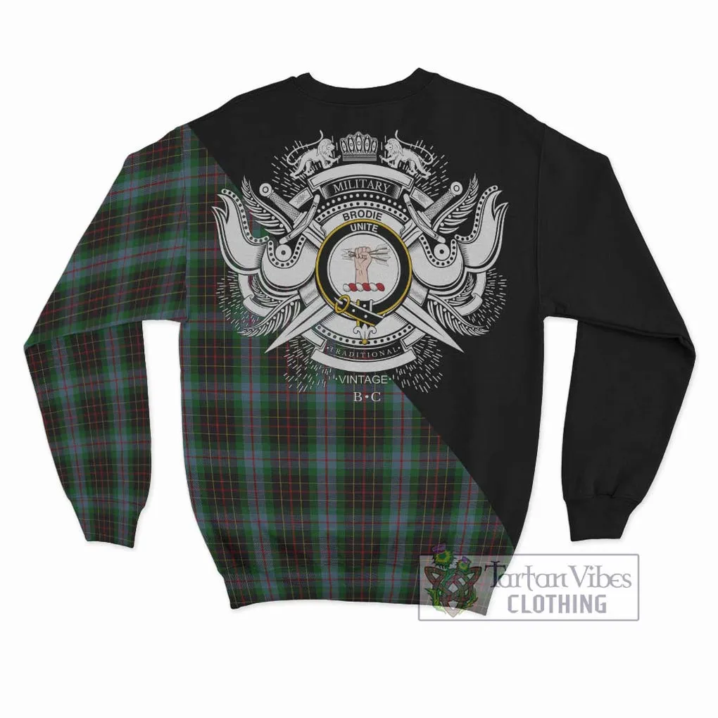 Brodie Hunting Tartan Sweatshirt with Family Crest and Military Logo Style