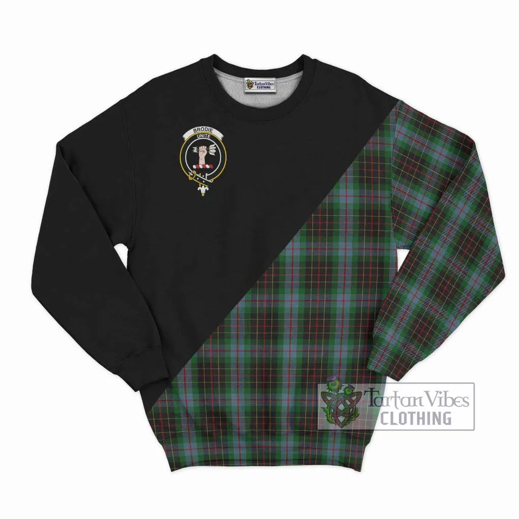 Brodie Hunting Tartan Sweatshirt with Family Crest and Military Logo Style