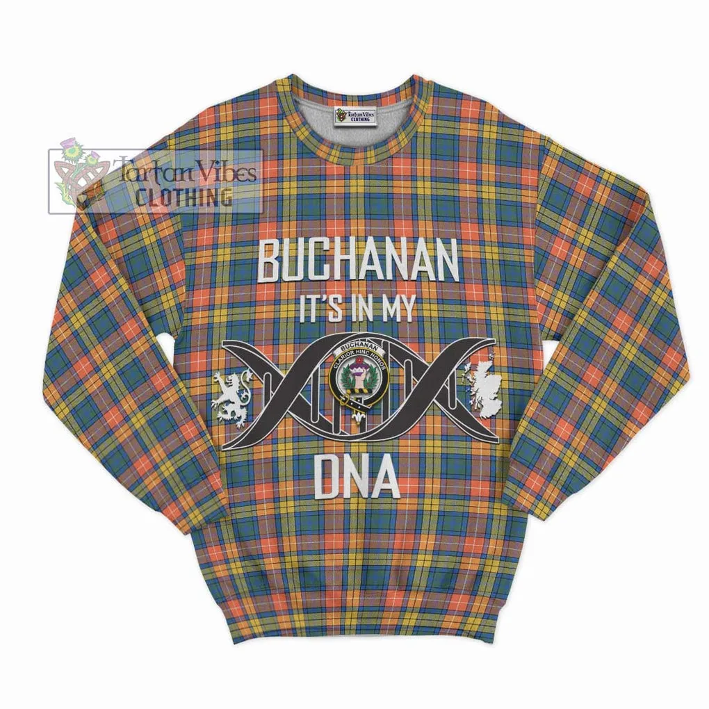 Buchanan Ancient Tartan Sweatshirt with Family Crest DNA In Me Style