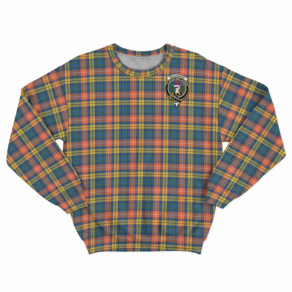 Buchanan Ancient Tartan Sweatshirt with Family Crest