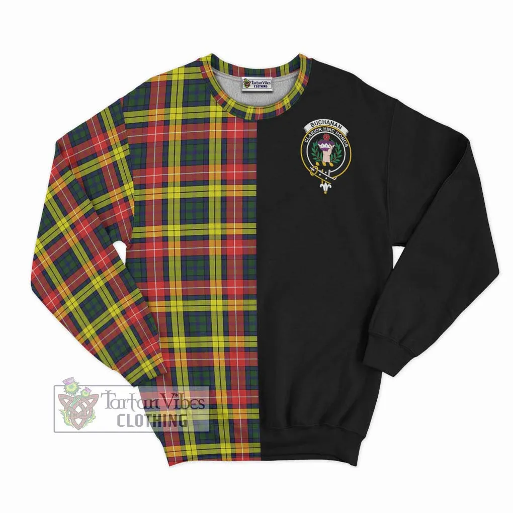 Buchanan Modern Tartan Sweatshirt with Family Crest and Half Of Me Style