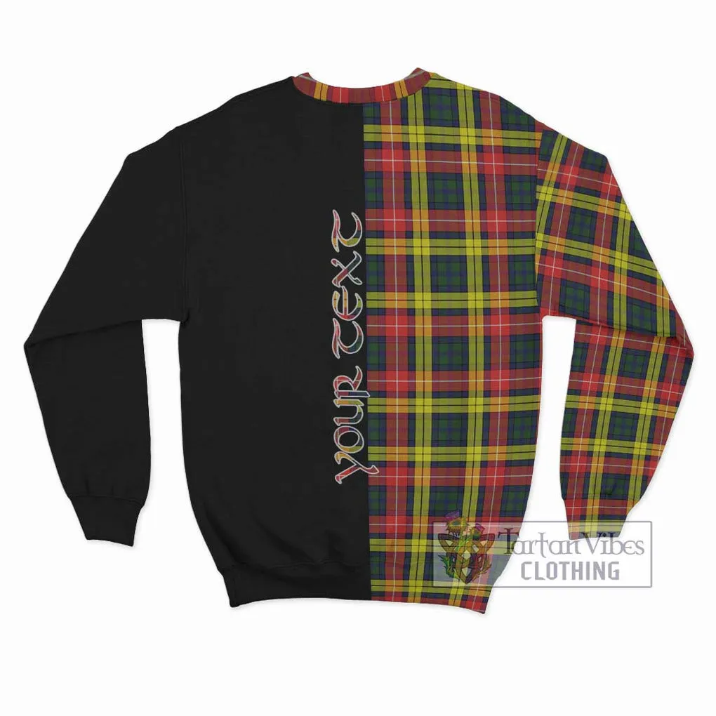 Buchanan Modern Tartan Sweatshirt with Family Crest and Half Of Me Style