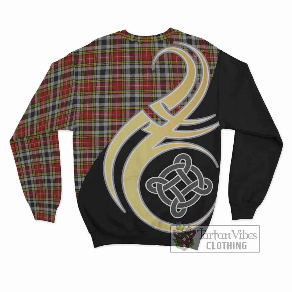 Buchanan Old Dress Tartan Sweatshirt with Family Crest and Celtic Symbol Style