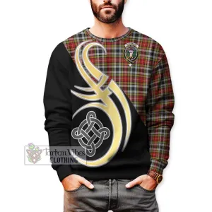 Buchanan Old Dress Tartan Sweatshirt with Family Crest and Celtic Symbol Style