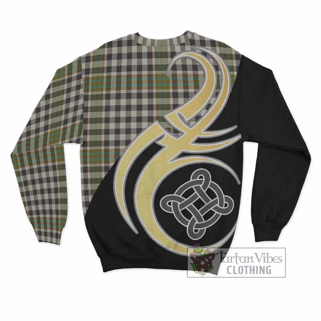 Burns Check Tartan Sweatshirt with Family Crest and Celtic Symbol Style