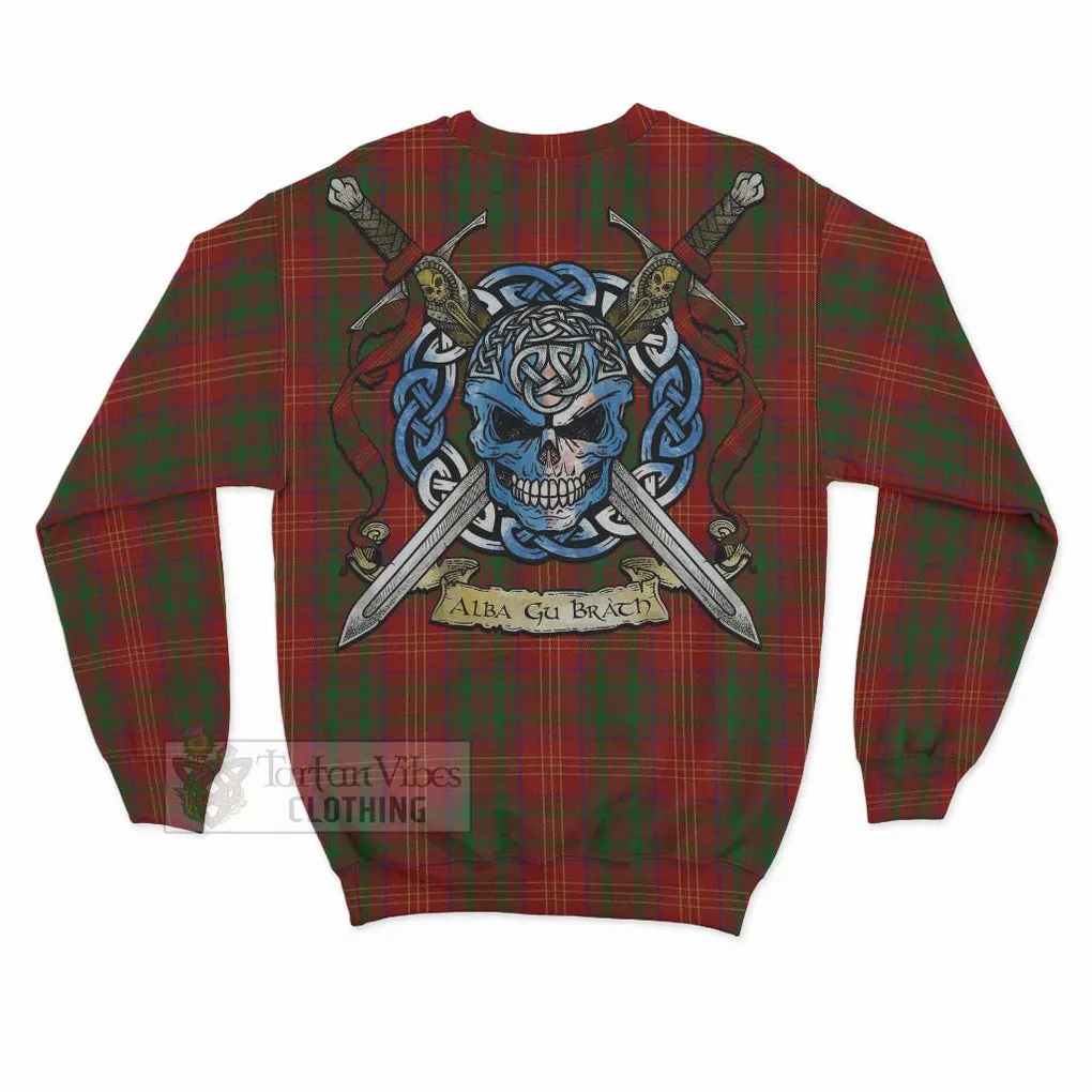 Burns Tartan Sweatshirt with Family Crest Celtic Skull Style