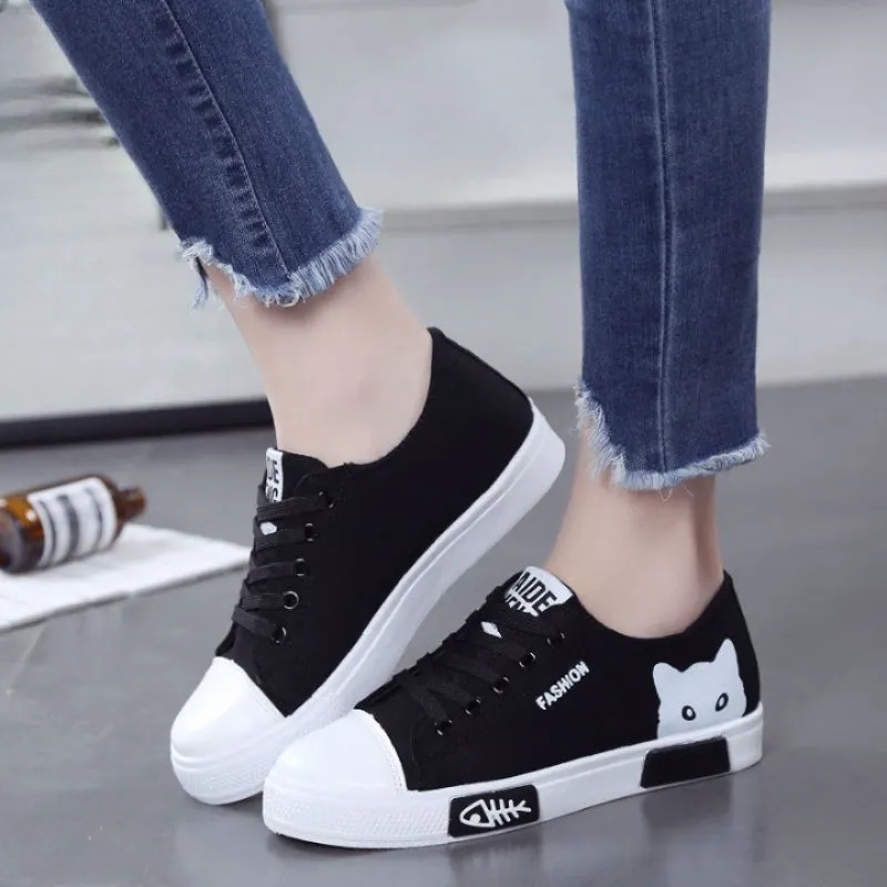 Cat Print Women's Canvas Shoes