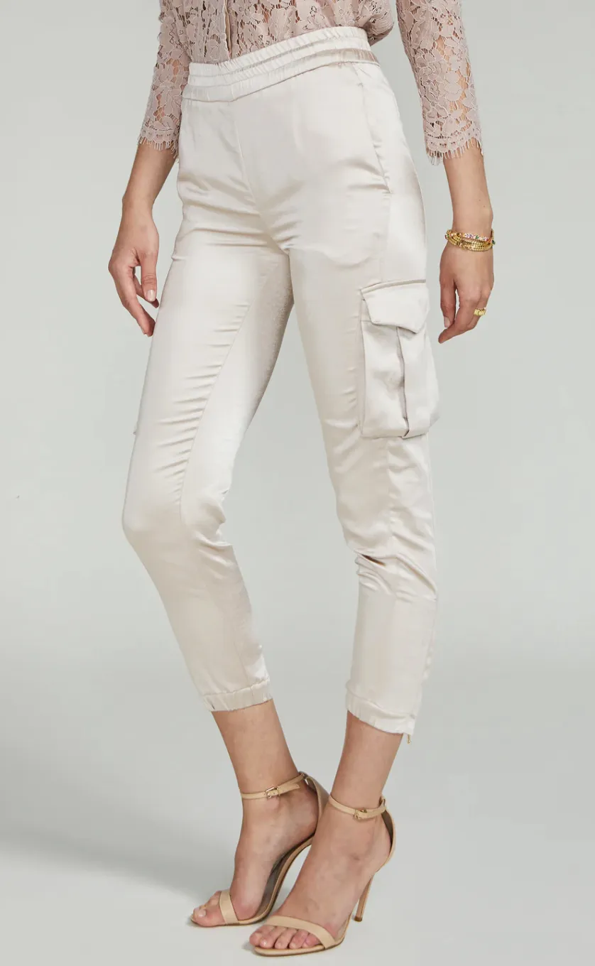 Chandra Satin Jogger - Champagne