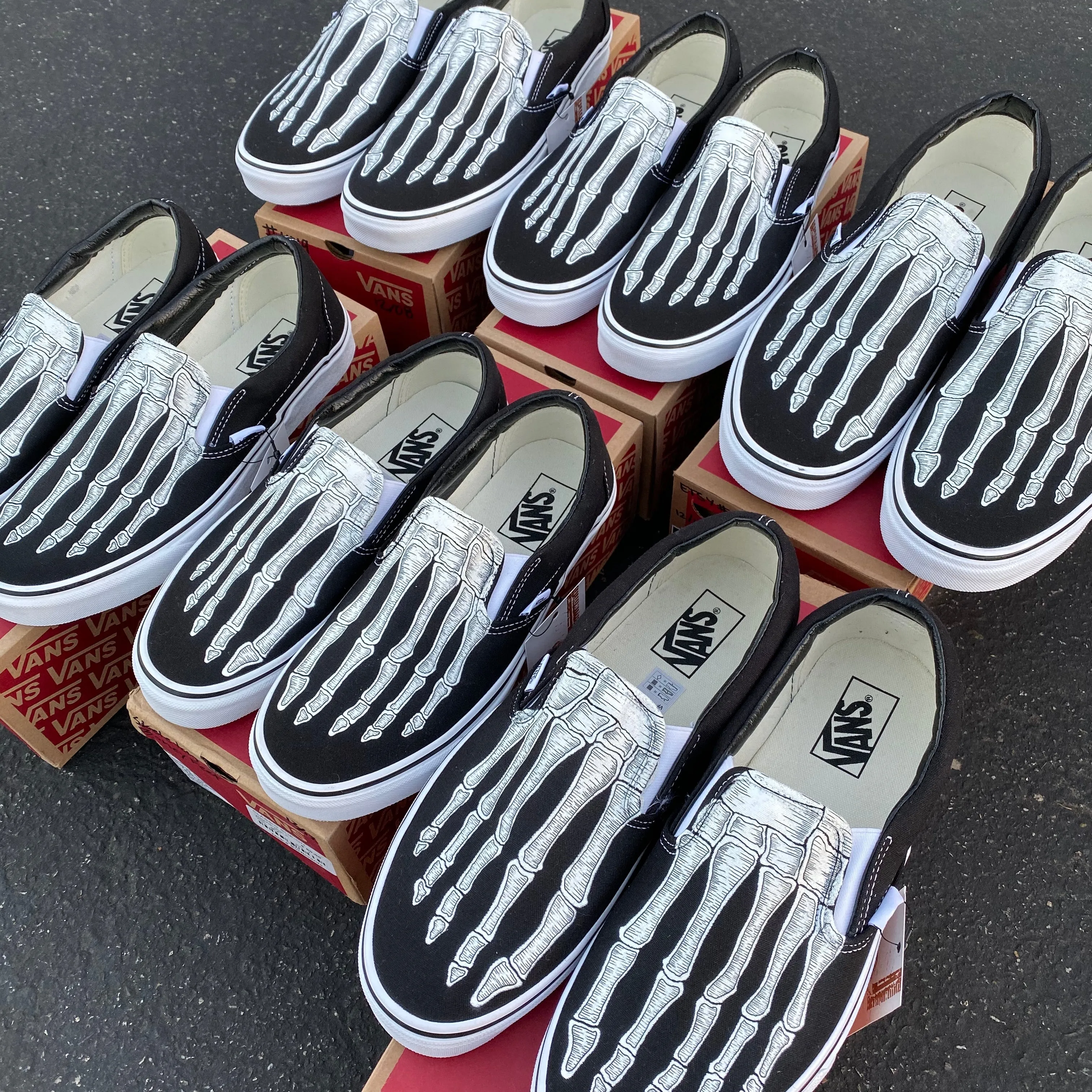 Custom Skeleton Feet X-Ray Slip Ons - Custom Vans Shoes