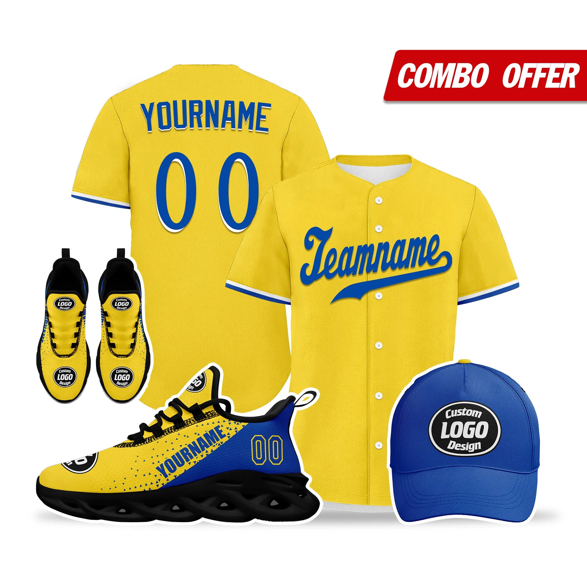 Custom Yellow Blue Jersey MaxSoul Shoes and Hat Combo Offer Personalized ZH-D0b008e-c