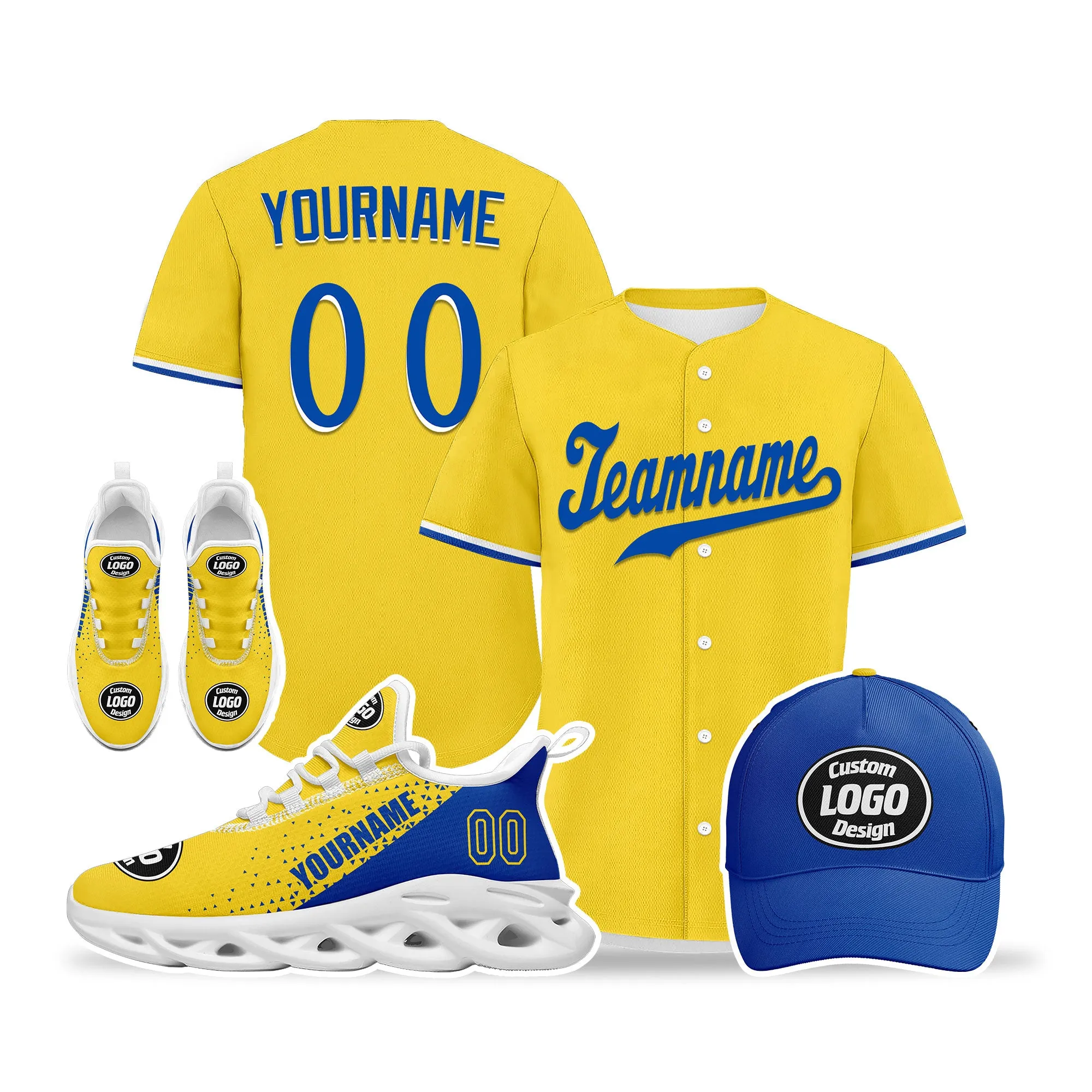 Custom Yellow Blue Jersey MaxSoul Shoes and Hat Combo Offer Personalized ZH-D0b008e-c