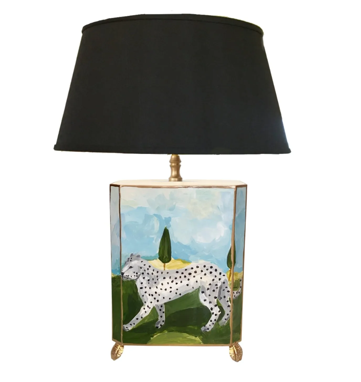 Dana Gibson White Leopard Walking Lamp