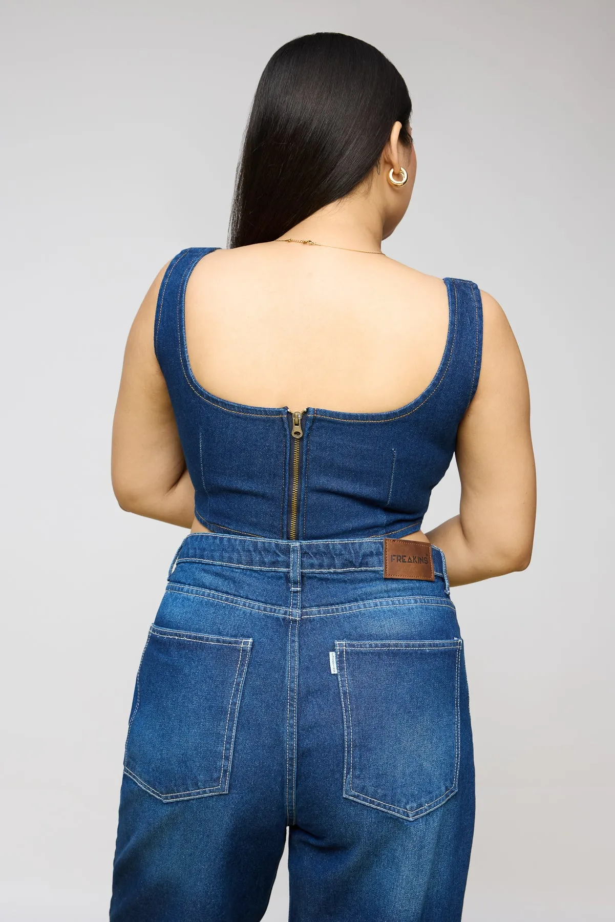 Denim Sculpt Curve Corset Top