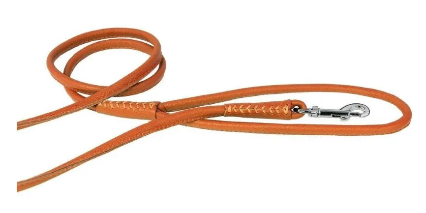 Dogline Soft Leather Rolled Round Dog Leash