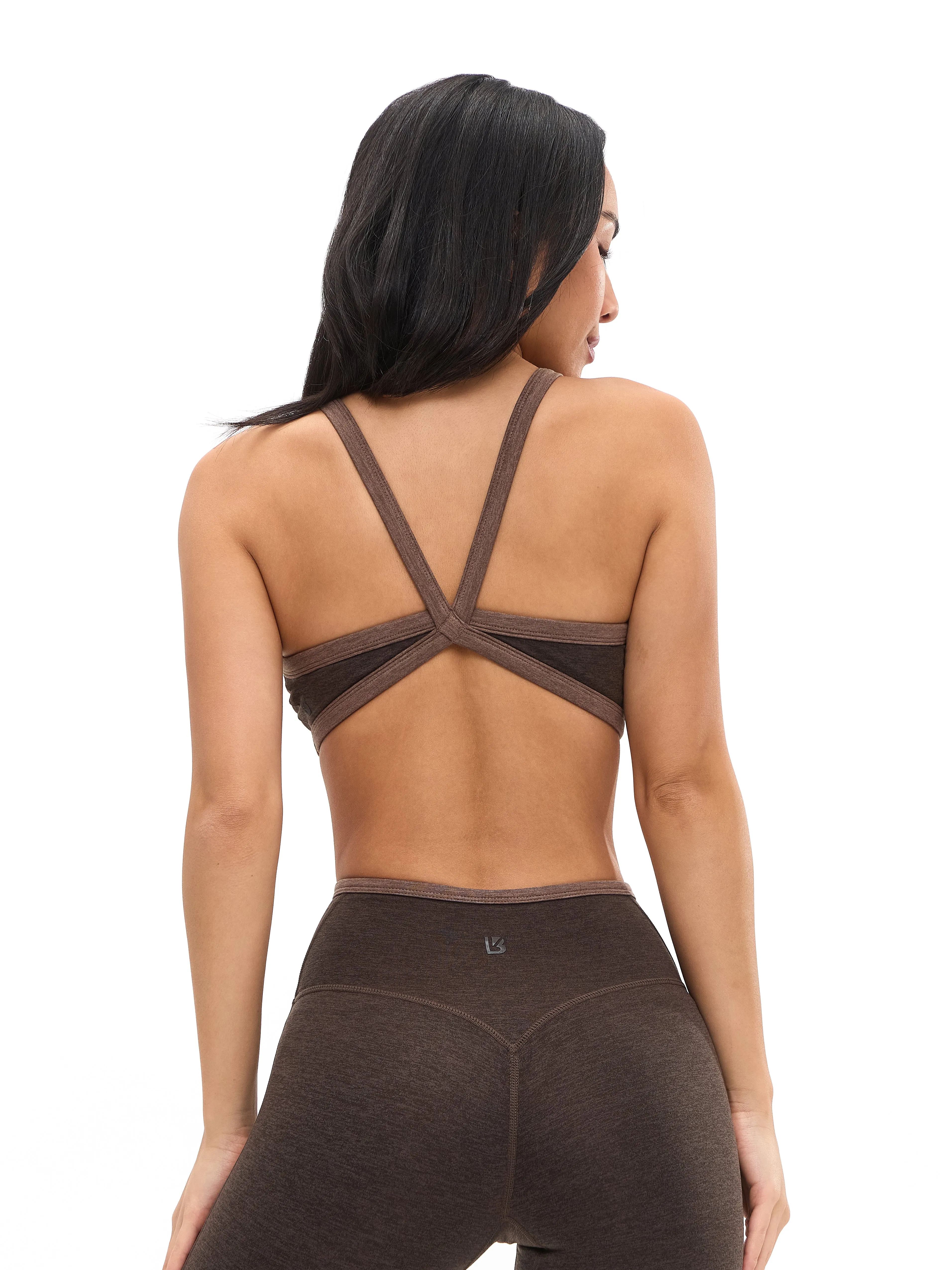 Dream Heather Contrast Sports Bra - Cold Brew and Grounds