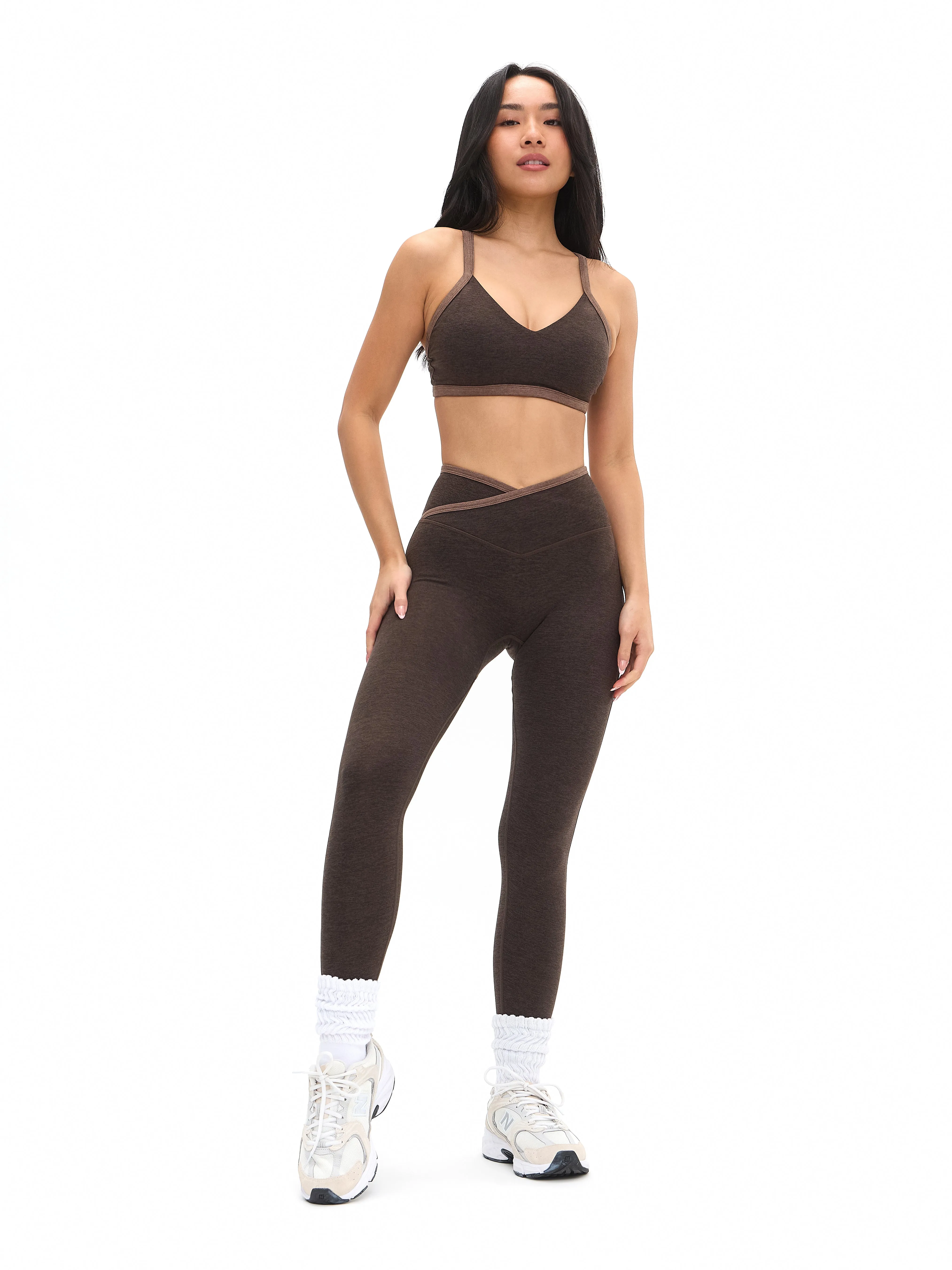 Dream Heather Contrast Sports Bra - Cold Brew and Grounds