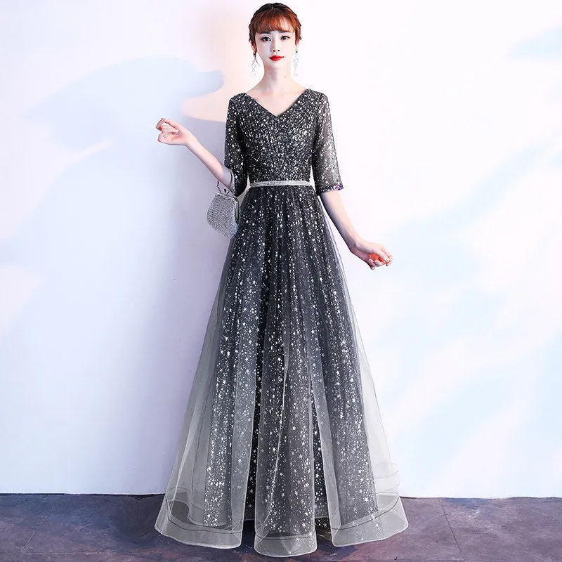 dunnmall Starry Evening Dress Women's Banquet  New Spring Elegant Host Fairy Performance Adult Chorus Dress