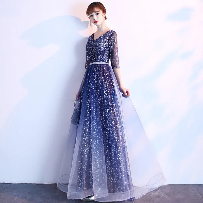 dunnmall Starry Evening Dress Women's Banquet  New Spring Elegant Host Fairy Performance Adult Chorus Dress