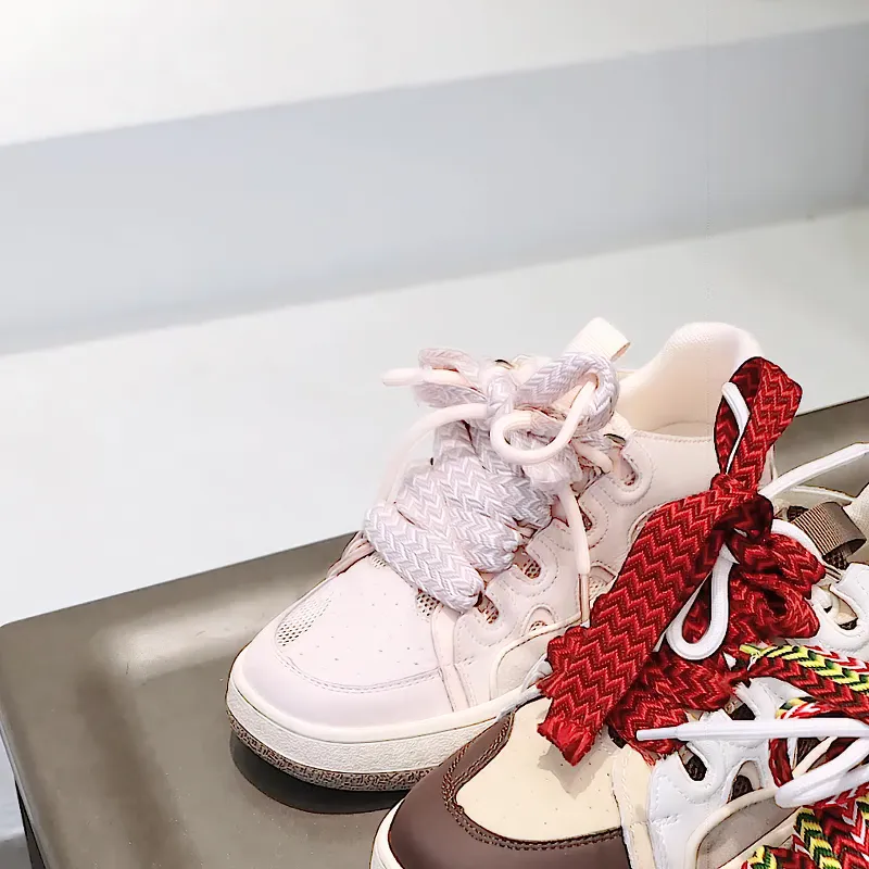 Fashion Women's Chunky Platform Sneaker / Retro Genuine Leather Shoes with Mixed Colors
