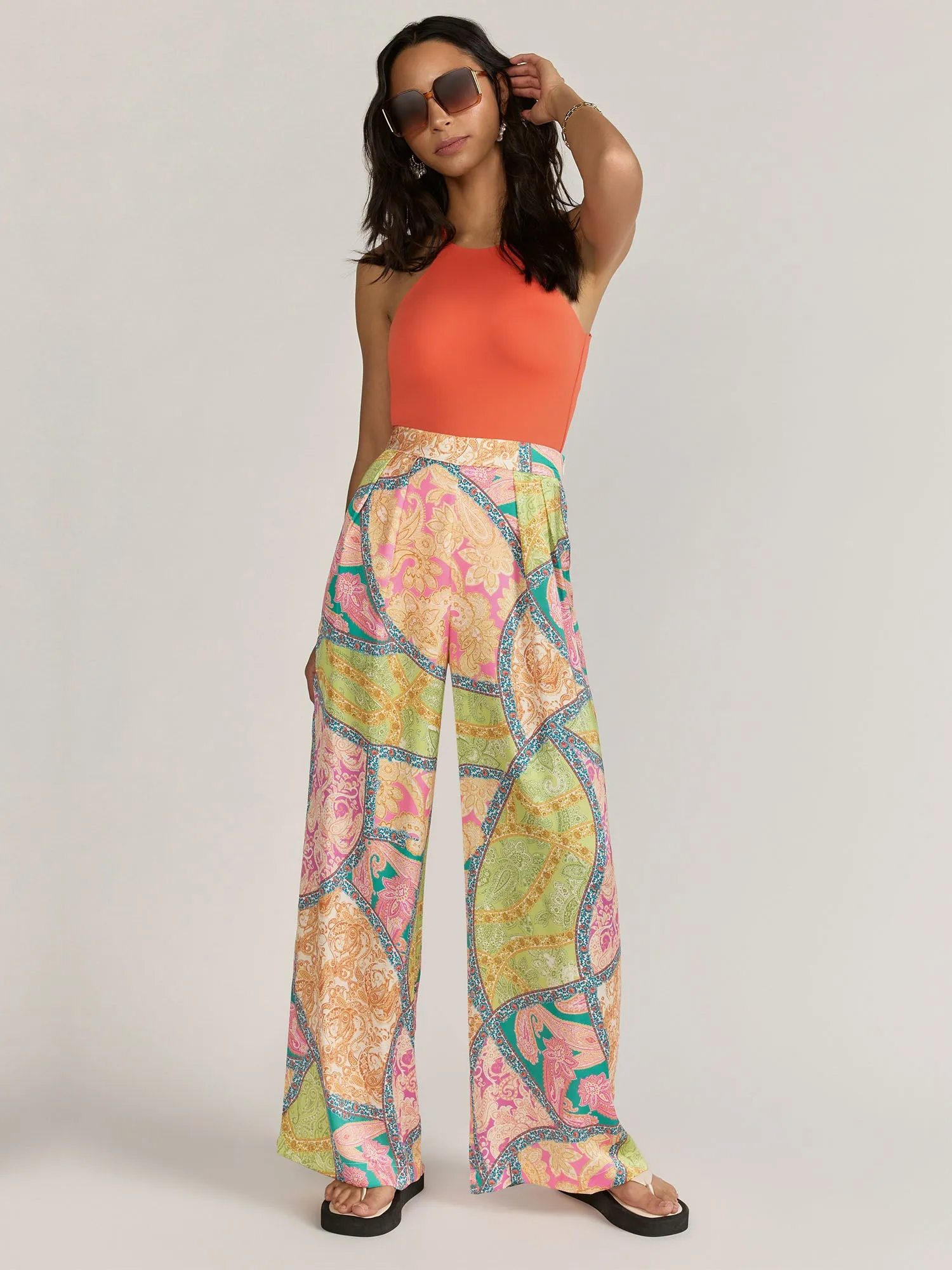 Flying Tomato Wide Leg Pleated Mosaic Pant - Brands We Love