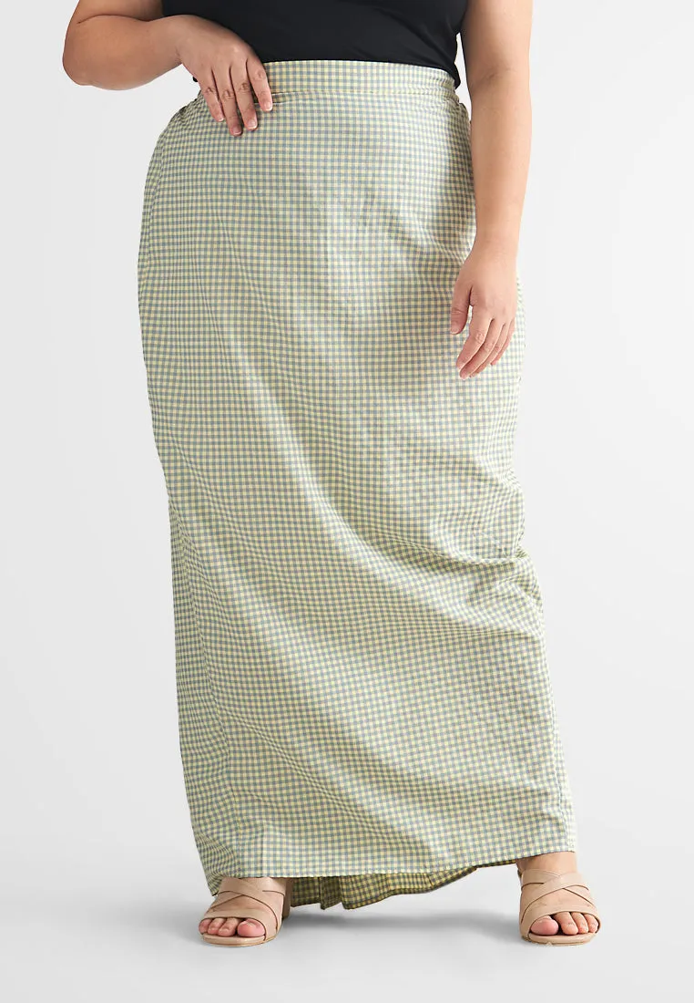 Gigi Gingham Back Fan Long Skirt