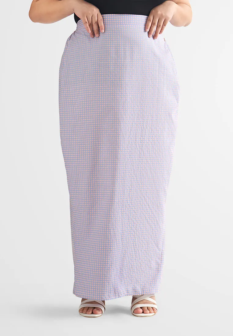 Gigi Gingham Back Fan Long Skirt