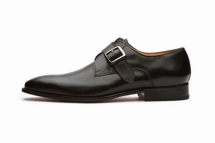 Handmade Black Monk Strap Leather Shoe