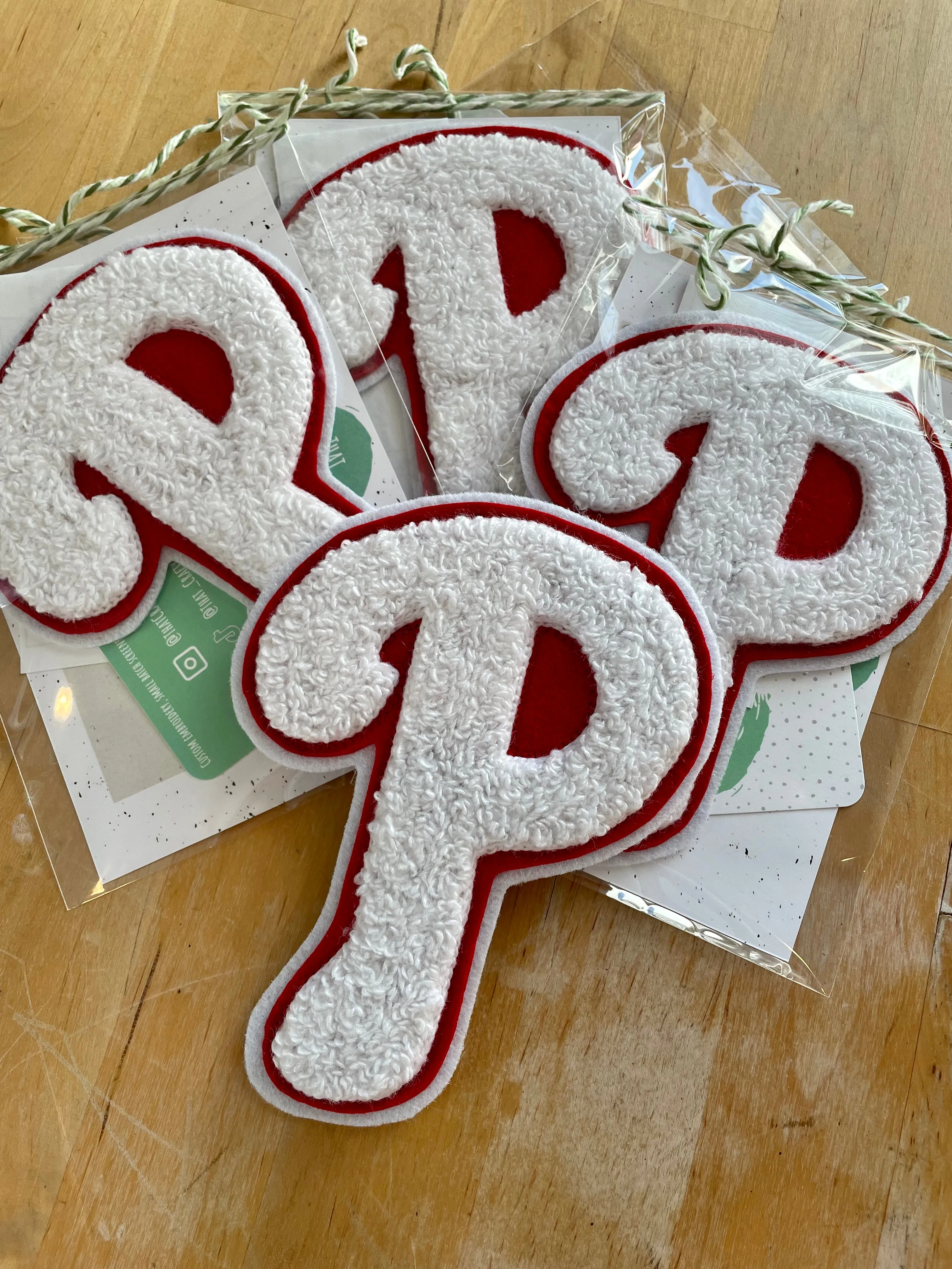 Handmade Handcranked Chainstitch Embroidered Patch - Classic Philadelphia Phillies Baseball MLB FanGear Vintage Chenille Go Phils