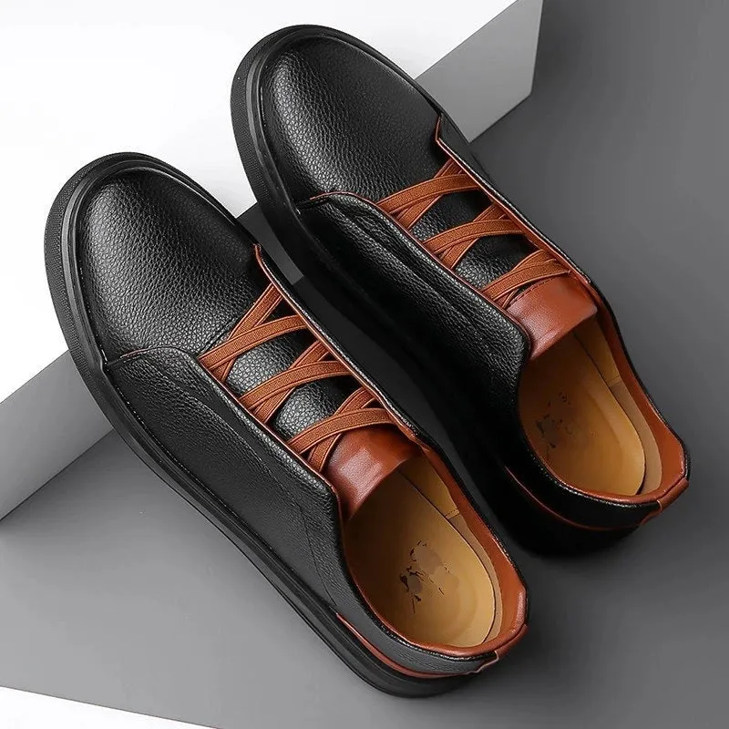 Hnzxzm Fashion Men's Casual Leather Shoes Men Skateboarding Shoes Mens Light Comfortable Driving Flats