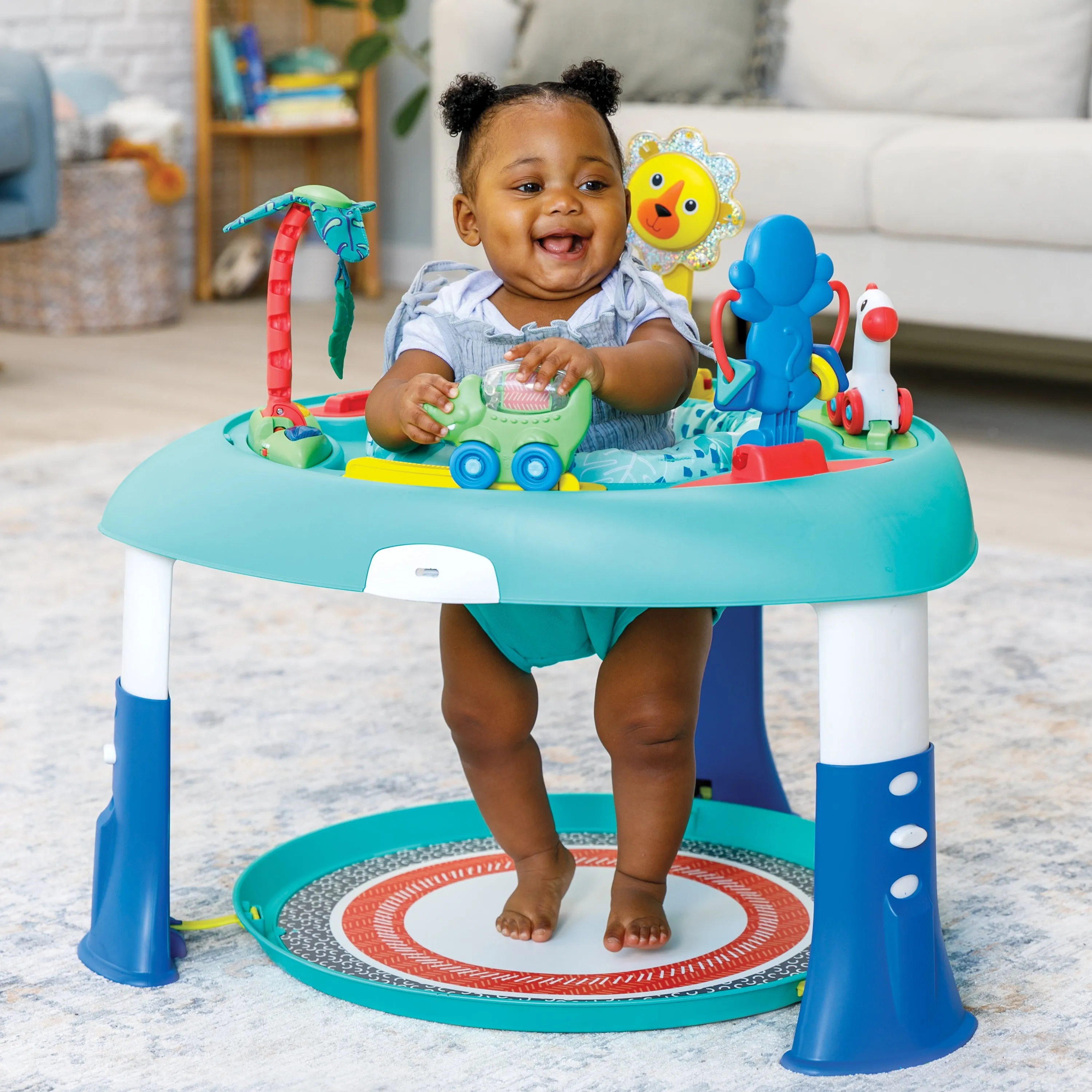 Infantino 2-In-1 Sit, Spin and Stand Entertainer 360 Seat & Activity Center, 4-60 Months, Unisex, Teal