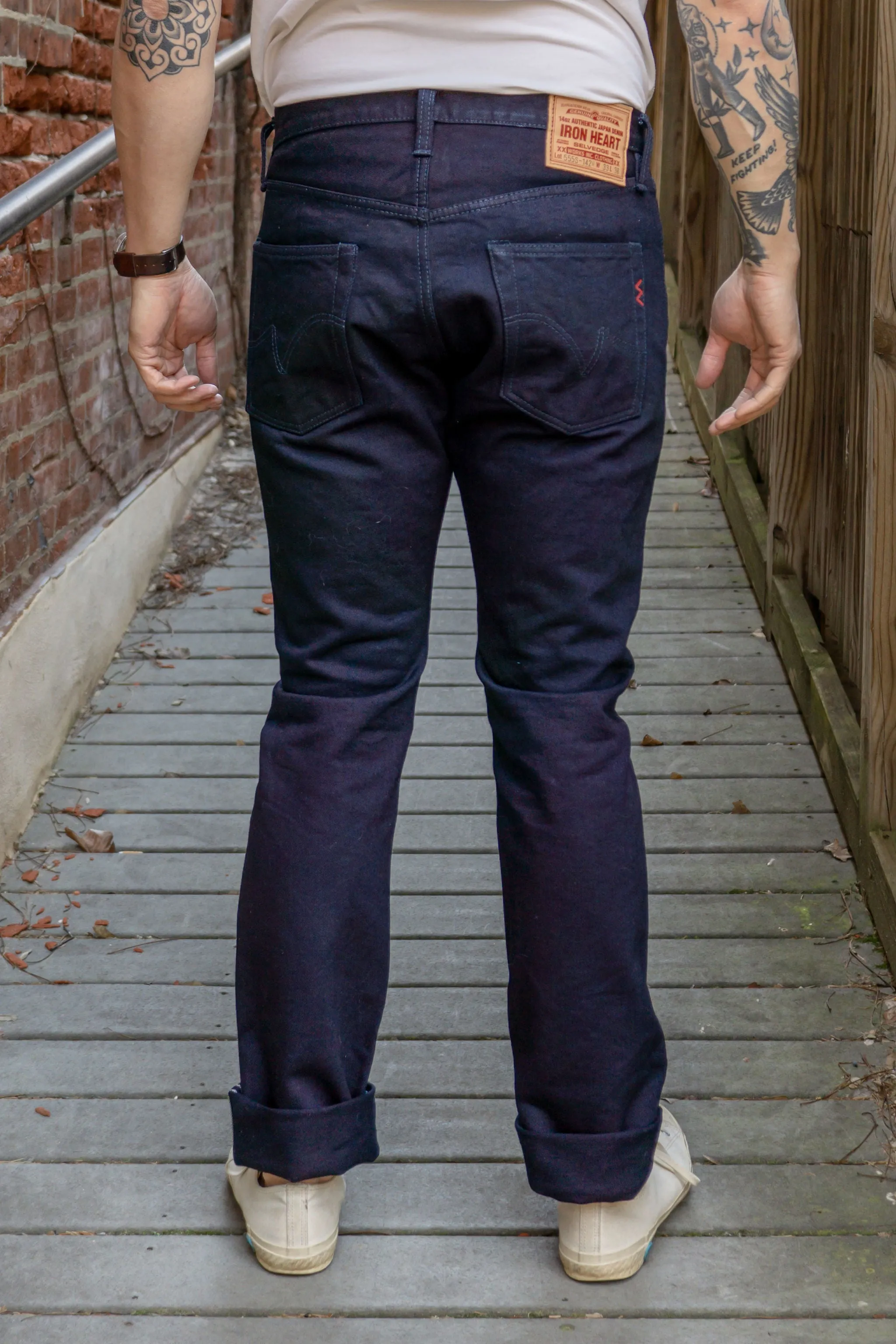 Iron Heart IH-555S-142ii 14oz Selvedge Denim Super Slim Cut Jeans - Indigo/Indigo