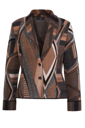 Ivko Blazer Abstract Pattern Dark Brown Wash