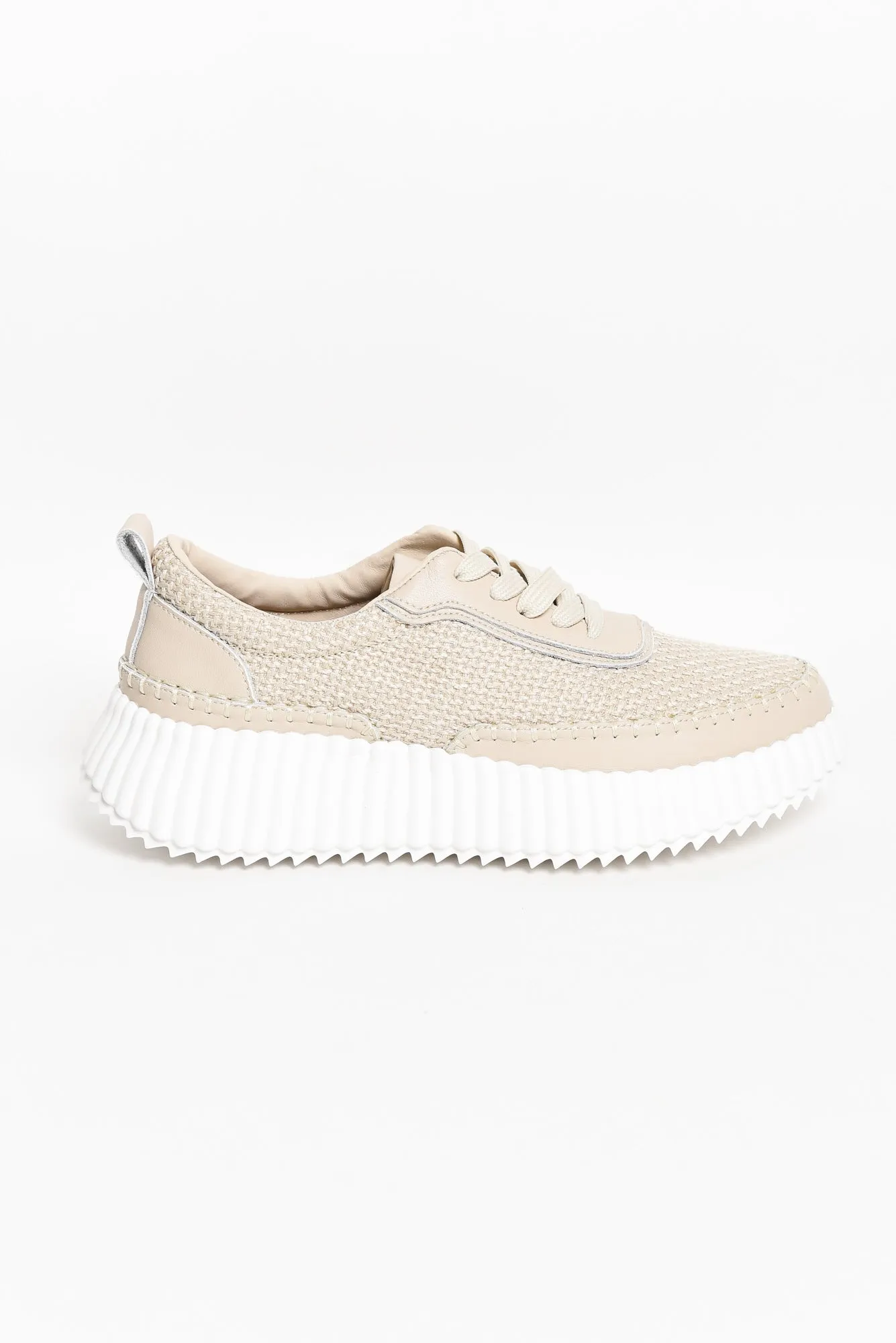 Jordi Natural Raffia Leather Sneaker