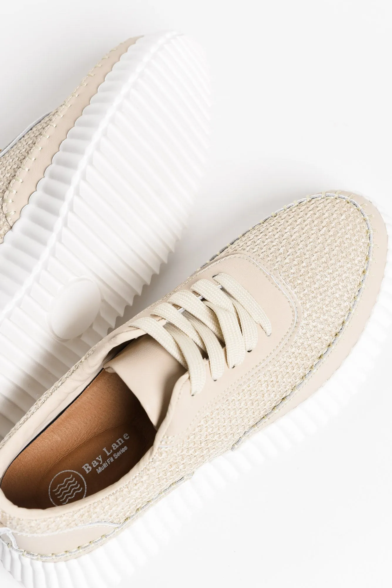 Jordi Natural Raffia Leather Sneaker