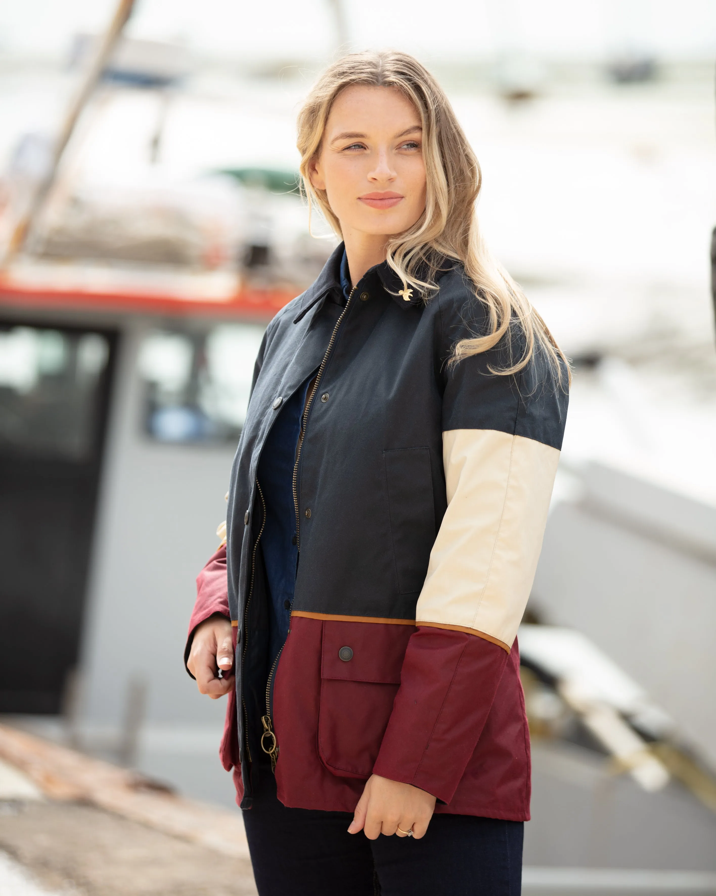 Ladies Landowner Tri-Colour Wax Walking Jacket - Coastal