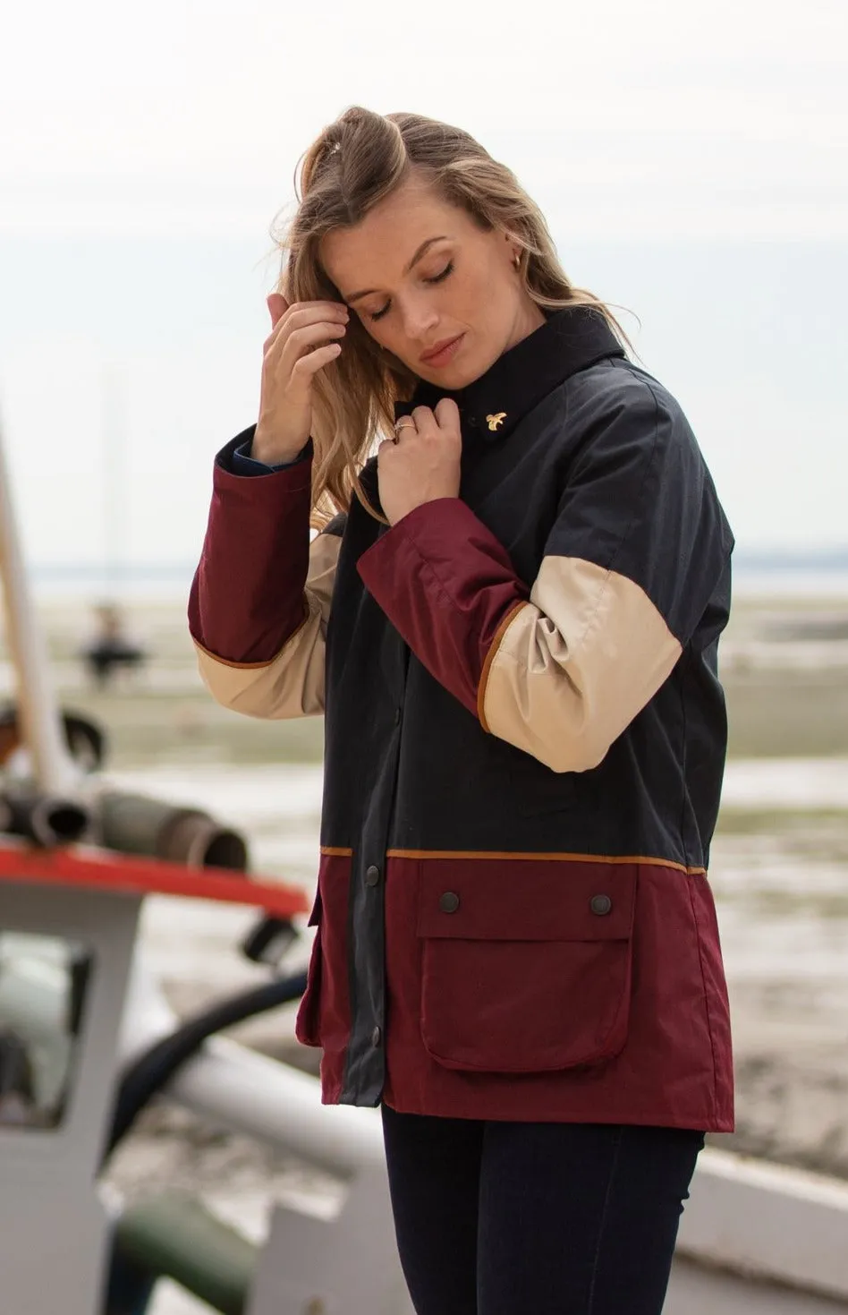 Ladies Landowner Tri-Colour Wax Walking Jacket - Coastal